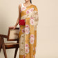 Beige Cotton Blend Digital Print Floral Saree with Unstitched Blouse - Hiral Fashion | Swadesiicart