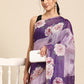 Lavender Cotton Blend Digital Print Floral Saree with Unstitched Blouse - Hiral Fashion | Swadesiicart