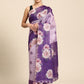 Lavender Cotton Blend Digital Print Floral Saree with Unstitched Blouse - Hiral Fashion | Swadesiicart