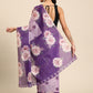 Lavender Cotton Blend Digital Print Floral Saree with Unstitched Blouse - Hiral Fashion | Swadesiicart
