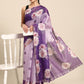 Lavender Cotton Blend Digital Print Floral Saree with Unstitched Blouse - Hiral Fashion | Swadesiicart