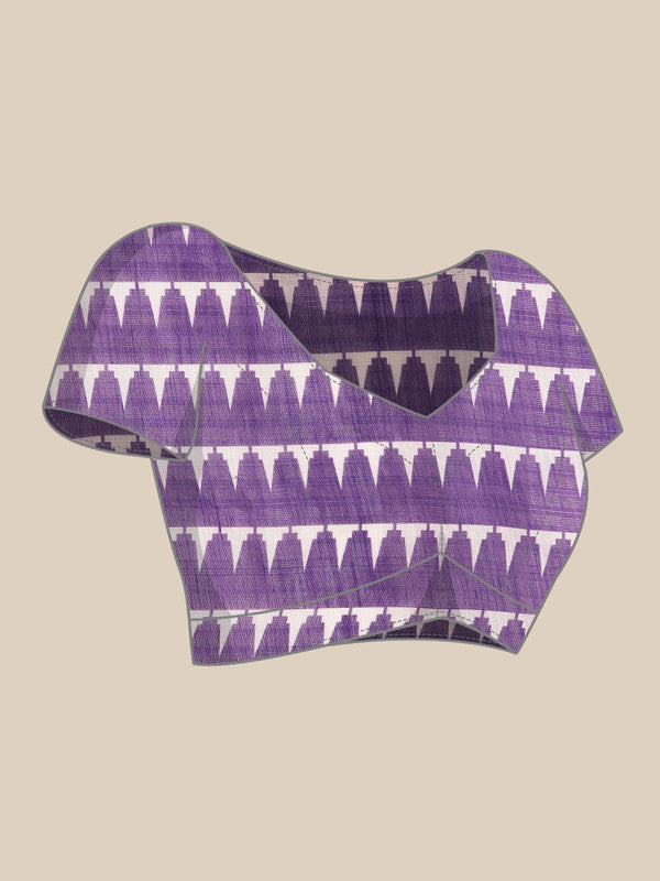 Lavender Cotton Blend Digital Print Floral Saree with Unstitched Blouse - Hiral Fashion | Swadesiicart