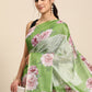 Olive Cotton Blend Digital Print Floral Saree with Unstitched Blouse - Hiral Fashion | Swadesiicart