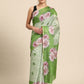 Olive Cotton Blend Digital Print Floral Saree with Unstitched Blouse - Hiral Fashion | Swadesiicart