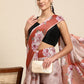 Peach Cotton Blend Digital Print Floral Saree with Unstitched Blouse - Hiral Fashion | Swadesiicart