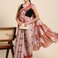 Peach Cotton Blend Digital Print Floral Saree with Unstitched Blouse - Hiral Fashion | Swadesiicart