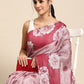 Pink Cotton Blend Digital Print Floral Saree with Unstitched Blouse - Hiral Fashion | Swadesiicart