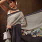 Gray Cotton Blend Digital Print Floral Saree with Unstitched Blouse - Hiral Fashion | Swadesiicart