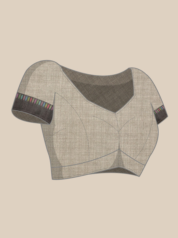 Gray Cotton Blend Digital Print Floral Saree with Unstitched Blouse - Hiral Fashion | Swadesiicart