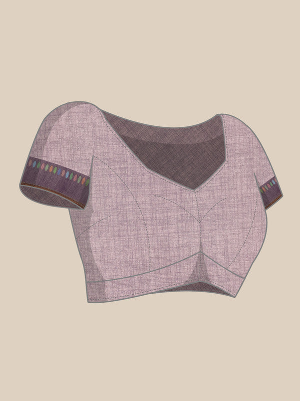 Lavender Cotton Blend Digital Print Floral Saree with Unstitched Blouse - Hiral Fashion | Swadesiicart