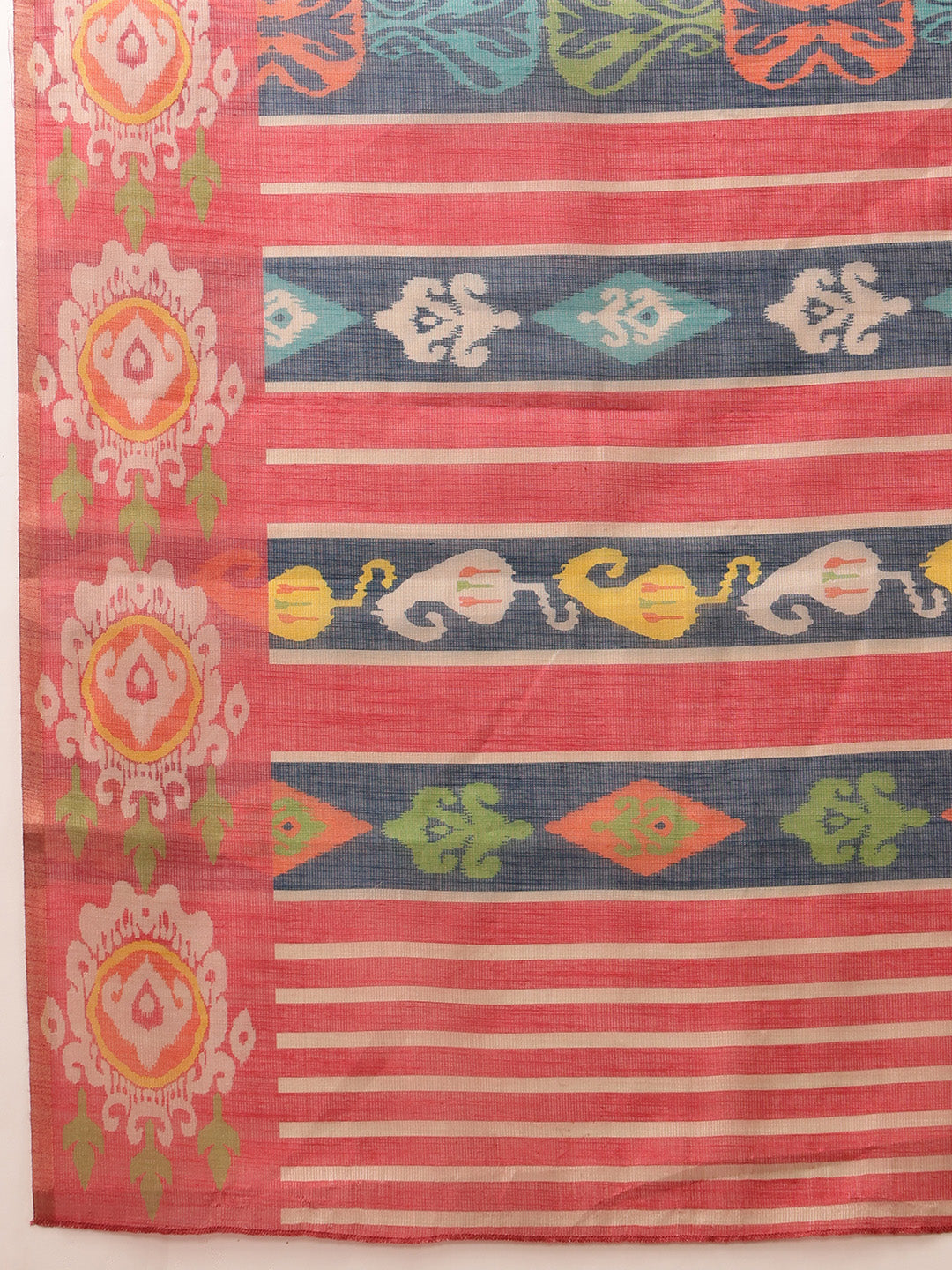 Hiral Fashion Blue Banarasi Silk Cotton Floral Digital Print Saree | Swadesiicart