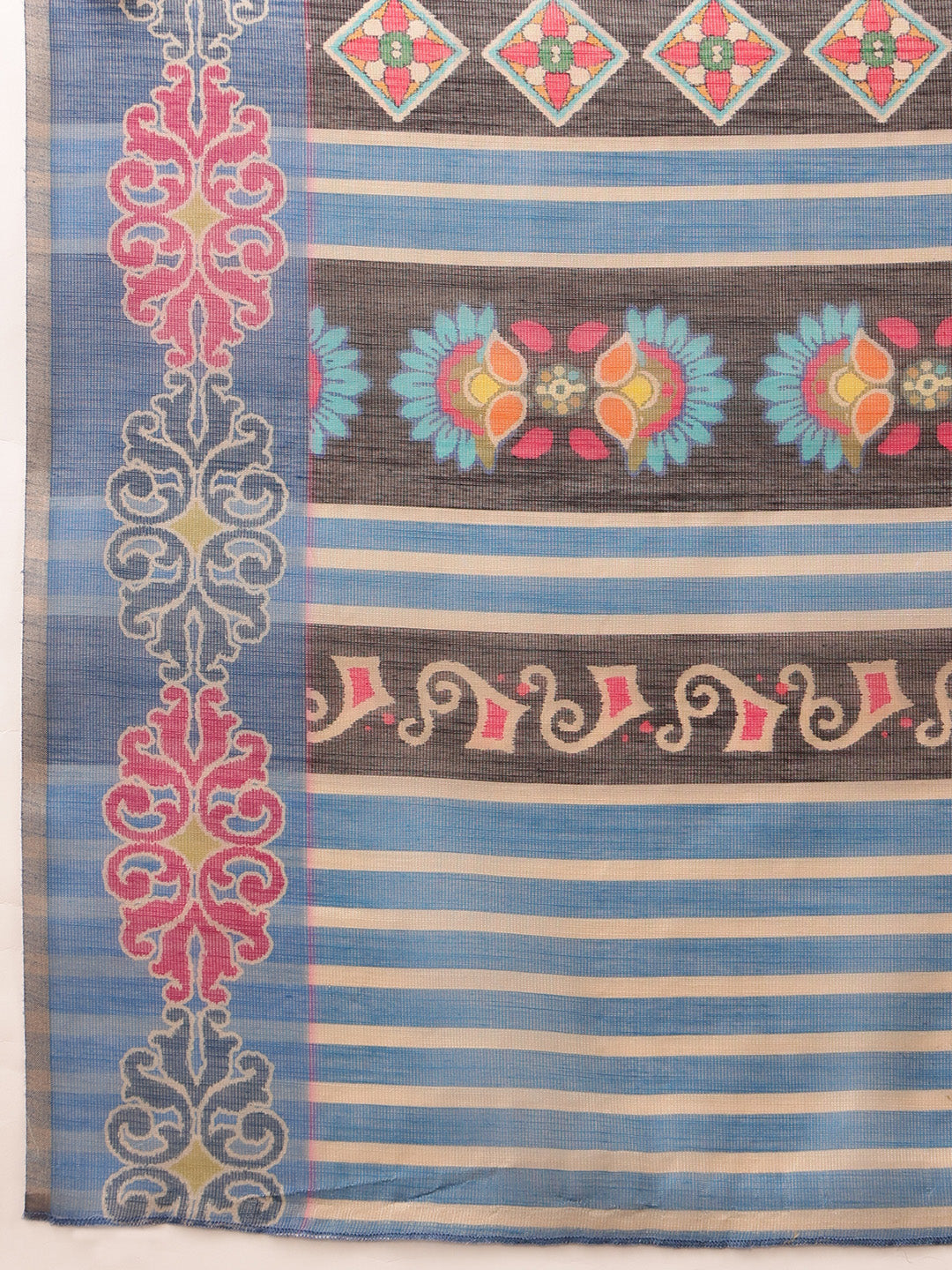 Hiral Fashion Mustard Banarasi Silk Cotton Floral Digital Print Saree | Swadesiicart