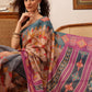 Hiral Fashion Purple Banarasi Silk Cotton Floral Digital Print Saree | Swadesiicart