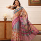 Hiral Fashion Purple Banarasi Silk Cotton Floral Digital Print Saree | Swadesiicart