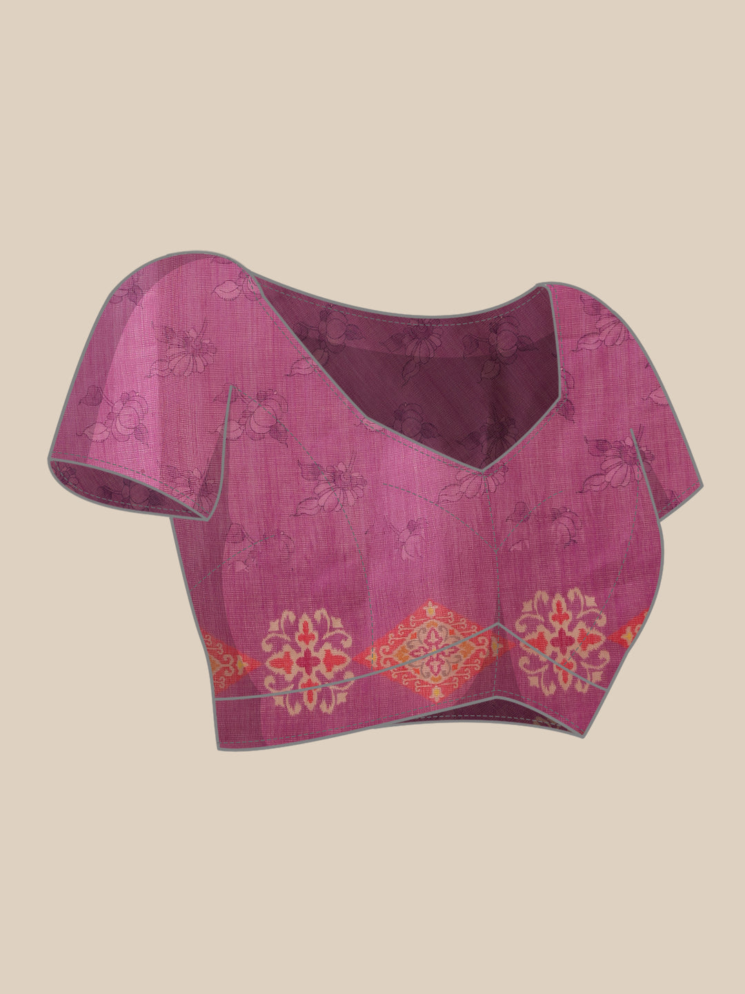 Hiral Fashion Purple Banarasi Silk Cotton Floral Digital Print Saree | Swadesiicart