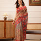 Hiral Fashion Red Banarasi Silk Cotton Floral Digital Print Saree | Swadesiicart