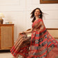 Hiral Fashion Red Banarasi Silk Cotton Floral Digital Print Saree | Swadesiicart