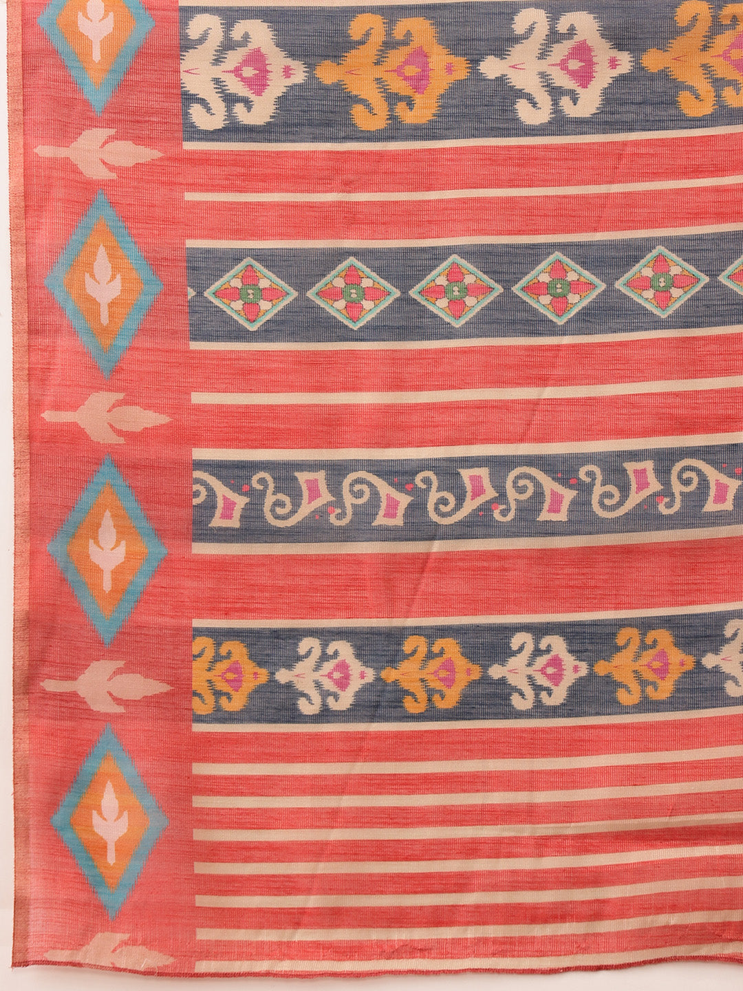 Hiral Fashion Red Banarasi Silk Cotton Floral Digital Print Saree | Swadesiicart