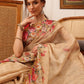 Hiral Fashion Beige Banarasi Silk Cotton Floral Digital Print Saree | Swadesiicart
