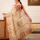 Hiral Fashion Beige Banarasi Silk Cotton Floral Digital Print Saree | Swadesiicart