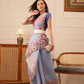 Hiral Fashion Blue Banarasi Silk Cotton Floral Digital Print Saree | Swadesiicart