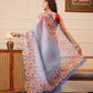 Hiral Fashion Blue Banarasi Silk Cotton Floral Digital Print Saree | Swadesiicart