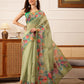 Hiral Fashion Green Banarasi Silk Cotton Floral Digital Print Saree | Swadesiicart