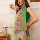 Hiral Fashion Green Banarasi Silk Cotton Floral Digital Print Saree | Swadesiicart