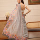 Hiral Fashion Grey Banarasi Silk Cotton Floral Digital Print Saree | Swadesiicart