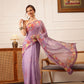 Hiral Fashion Lavender Banarasi Silk Cotton Floral Digital Print Saree | Swadesiicart