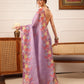 Hiral Fashion Lavender Banarasi Silk Cotton Floral Digital Print Saree | Swadesiicart