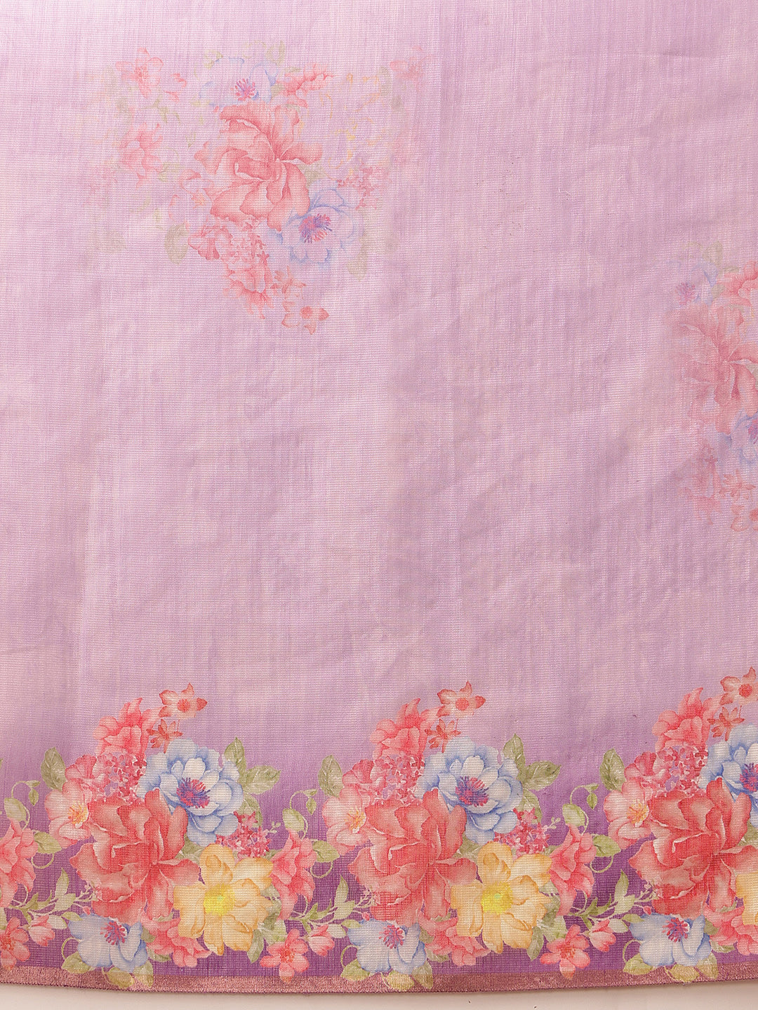 Hiral Fashion Lavender Banarasi Silk Cotton Floral Digital Print Saree | Swadesiicart
