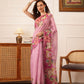 Hiral Fashion Pink Banarasi Silk Cotton Floral Digital Print Saree | Swadesiicart