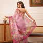 Hiral Fashion Pink Banarasi Silk Cotton Floral Digital Print Saree | Swadesiicart