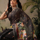 Hiral Fashion Black Banarasi Cotton Blend Floral Digital Printed Saree | Swadesiicart