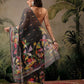 Hiral Fashion Black Banarasi Cotton Blend Floral Digital Printed Saree | Swadesiicart