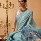Hiral Fashion Blue Banarasi Cotton Silk Floral Digital Printed Saree | Swadesiicart