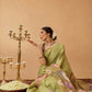 Hiral Fashion Olive Banarasi Cotton Silk Floral Digital Printed Saree | Swadesiicart