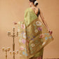Hiral Fashion Olive Banarasi Cotton Silk Floral Digital Printed Saree | Swadesiicart