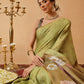 Hiral Fashion Olive Banarasi Cotton Silk Floral Digital Printed Saree | Swadesiicart