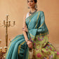 Hiral Fashion Teal Banarasi Cotton Silk Lahariya Digital Printed Saree | Swadesiicart