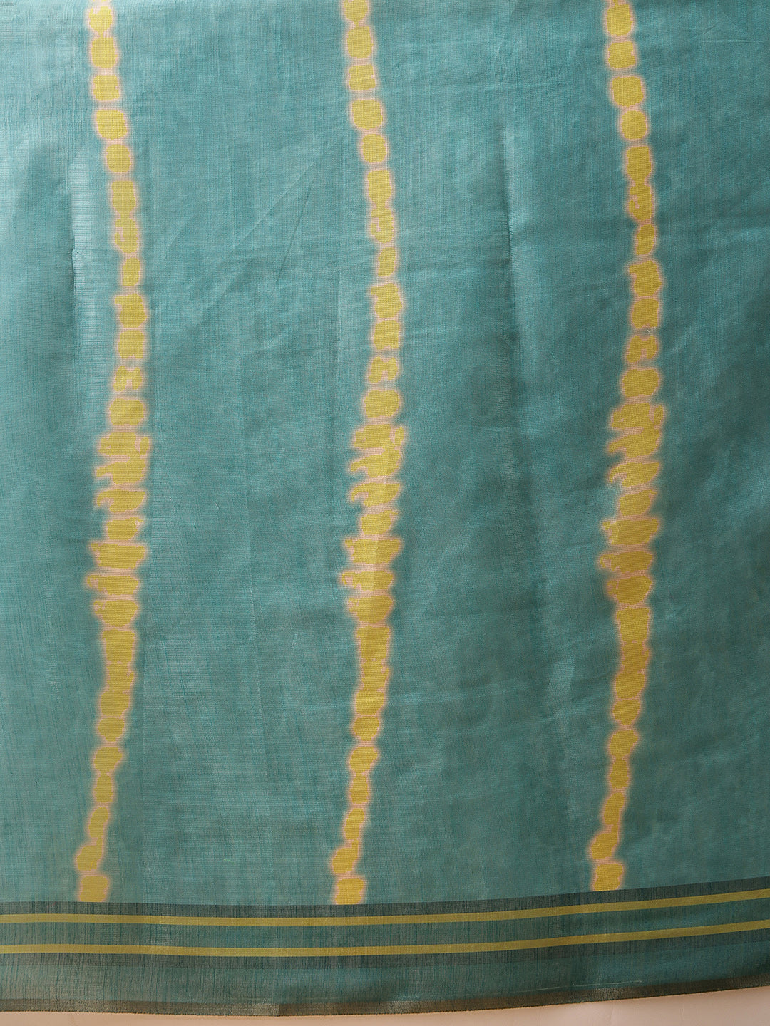 Hiral Fashion Teal Banarasi Cotton Silk Lahariya Digital Printed Saree | Swadesiicart