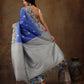 Blue Silk Blend Digital Print Striped Saree with Unstitched Blouse - Hiral Fashion | Swadesiicart