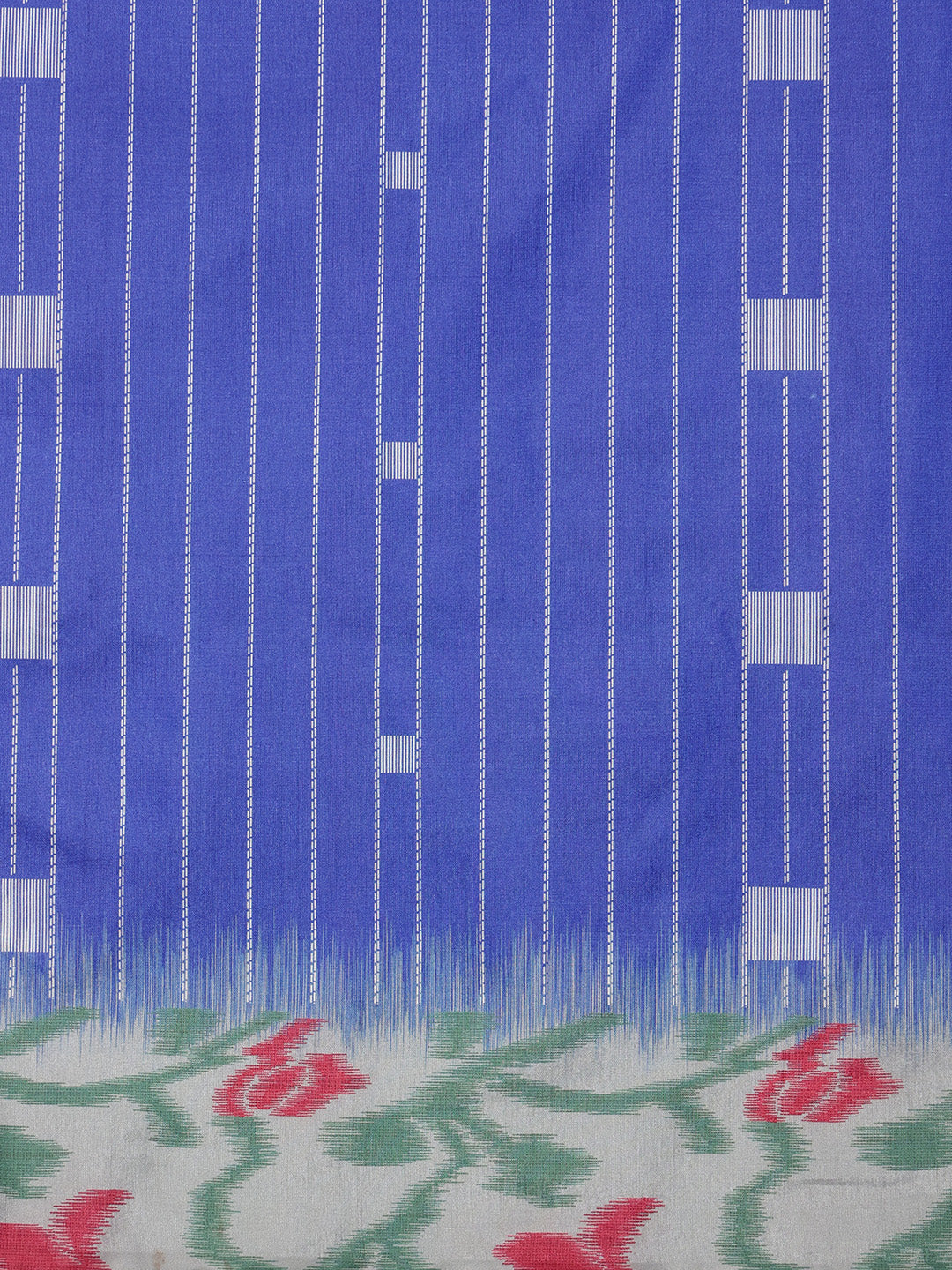 Blue Silk Blend Digital Print Striped Saree with Unstitched Blouse - Hiral Fashion | Swadesiicart