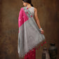 Pink Silk Blend Digital Print Striped Saree with Unstitched Blouse - Hiral Fashion | Swadesiicart