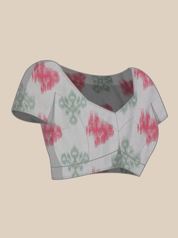 Pink Silk Blend Digital Print Striped Saree with Unstitched Blouse - Hiral Fashion | Swadesiicart