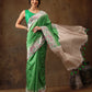 Green Silk Blend Digital Print Striped Saree with Unstitched Blouse - Hiral Fashion | Swadesiicart