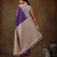 Purple Silk Blend Digital Print Striped Saree with Unstitched Blouse - Hiral Fashion | Swadesiicart