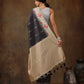 Black Silk Blend Digital Print Striped Saree with Unstitched Blouse - Hiral Fashion | Swadesiicart