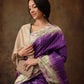 Purple Silk Blend Digital Print Striped Saree with Unstitched Blouse - Hiral Fashion | Swadesiicart